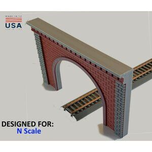 N Scale Red Brick Single Train Tunnel Portal - N  Model Railroad Scenery